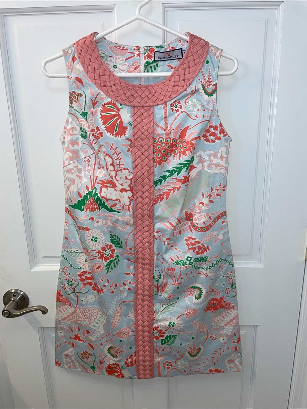 Pink Floral Sleeveless Shift Dress